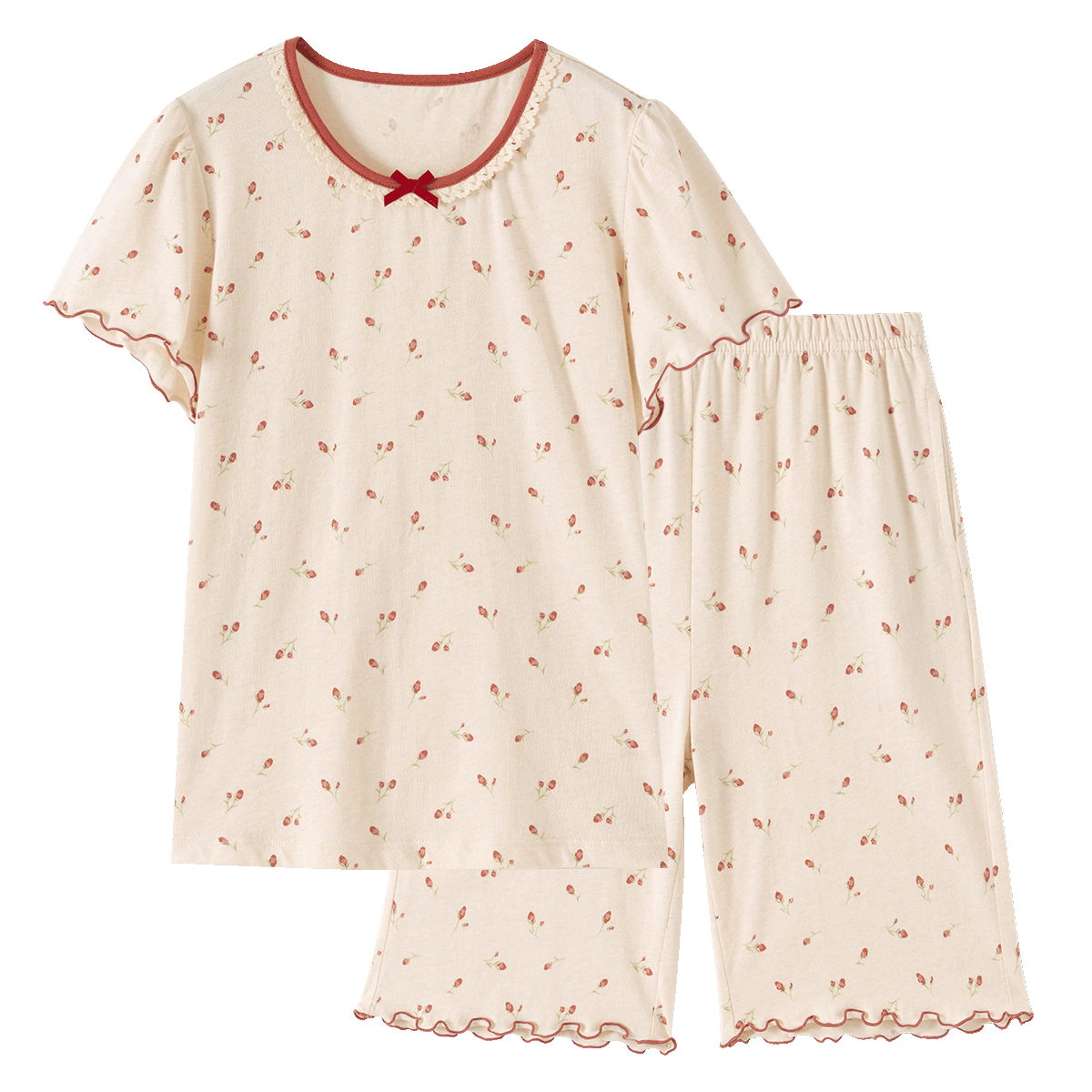 Dingguagua Girls' Short Sleeve Summer Pajama Set, Lightweight A-Class Pure Cotton Breathable Sleepwear for Ages 6-12, Junior High School Student Size 170