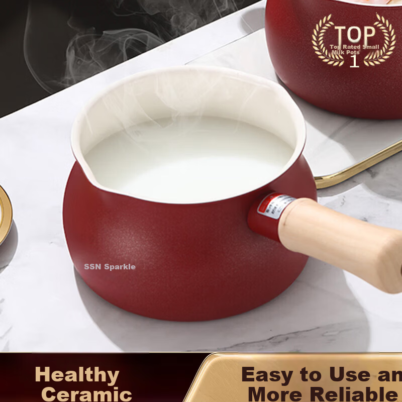 SSN Ceramic Non-Stick Small Milk Pot Hot Milk Boiler Small Saucepan 5