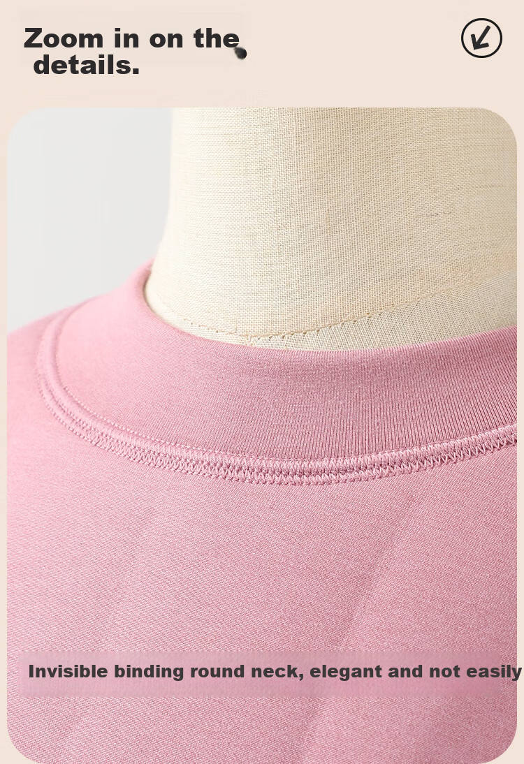 LangSha Women's Thermal Underwear Set Thickened Fleece Wool Warm Mid-Neck Winter Heat Retention Autumn Top and Bottom 18
