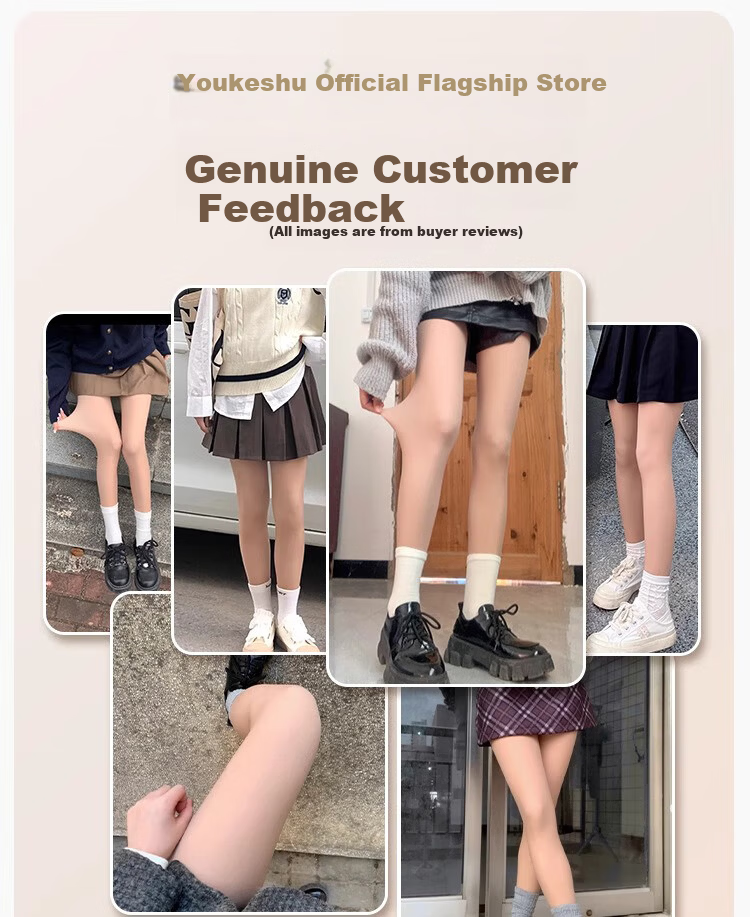 Youkeshu Women's Autumn Winter Fleece-Lined Thickened Tummy Control Hip-Lifting Natural Skin Tone Bare-Leg Effect Footed Leggings Tights 1