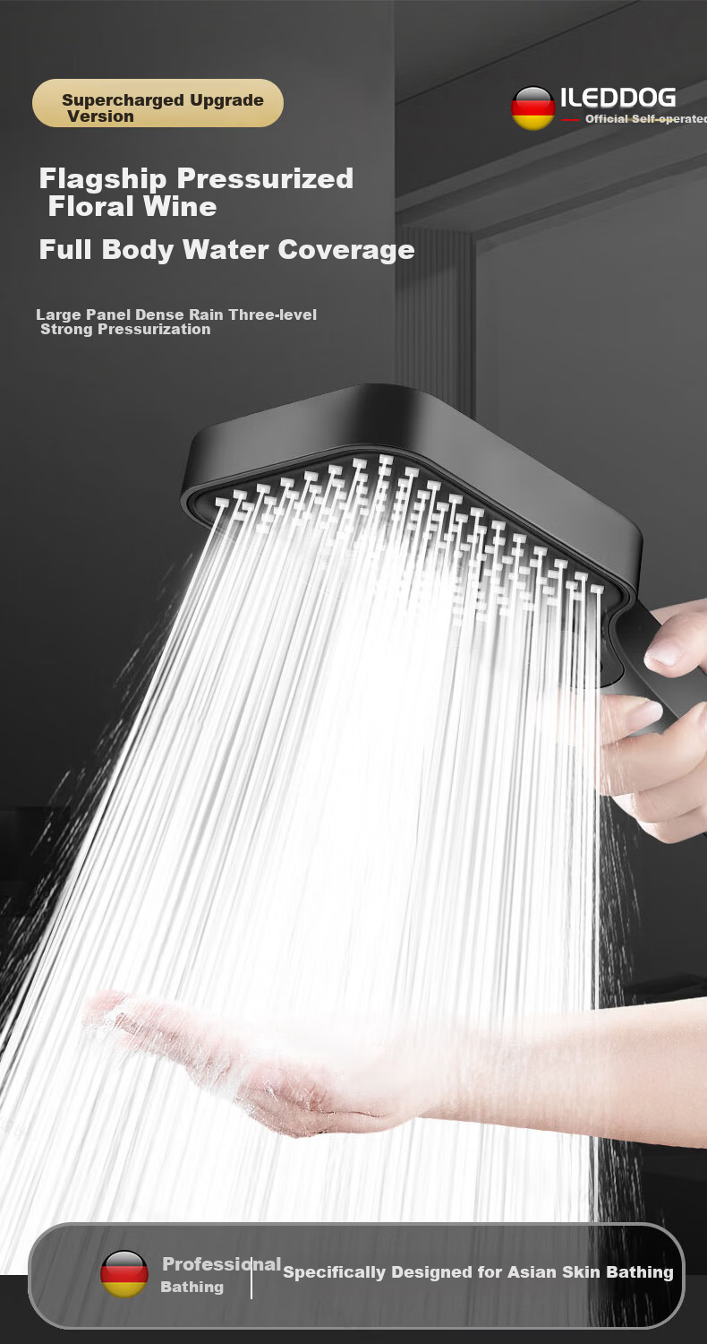 ILeddog [Germany] High-Pressure Handheld Shower Head Bathroom Shower Sprayer 808-1 2