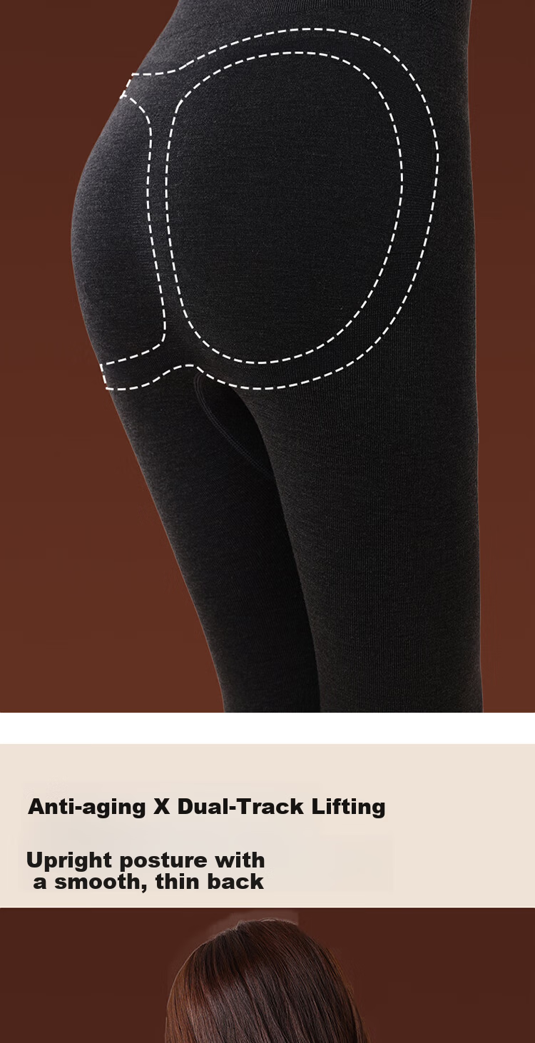 GUJIN Women's Cashmere Thermal Fleece-Lined High-Waist Seamless Shaping Butt-Lifting Slimming Thermal Leggings for Autumn and Winter 7