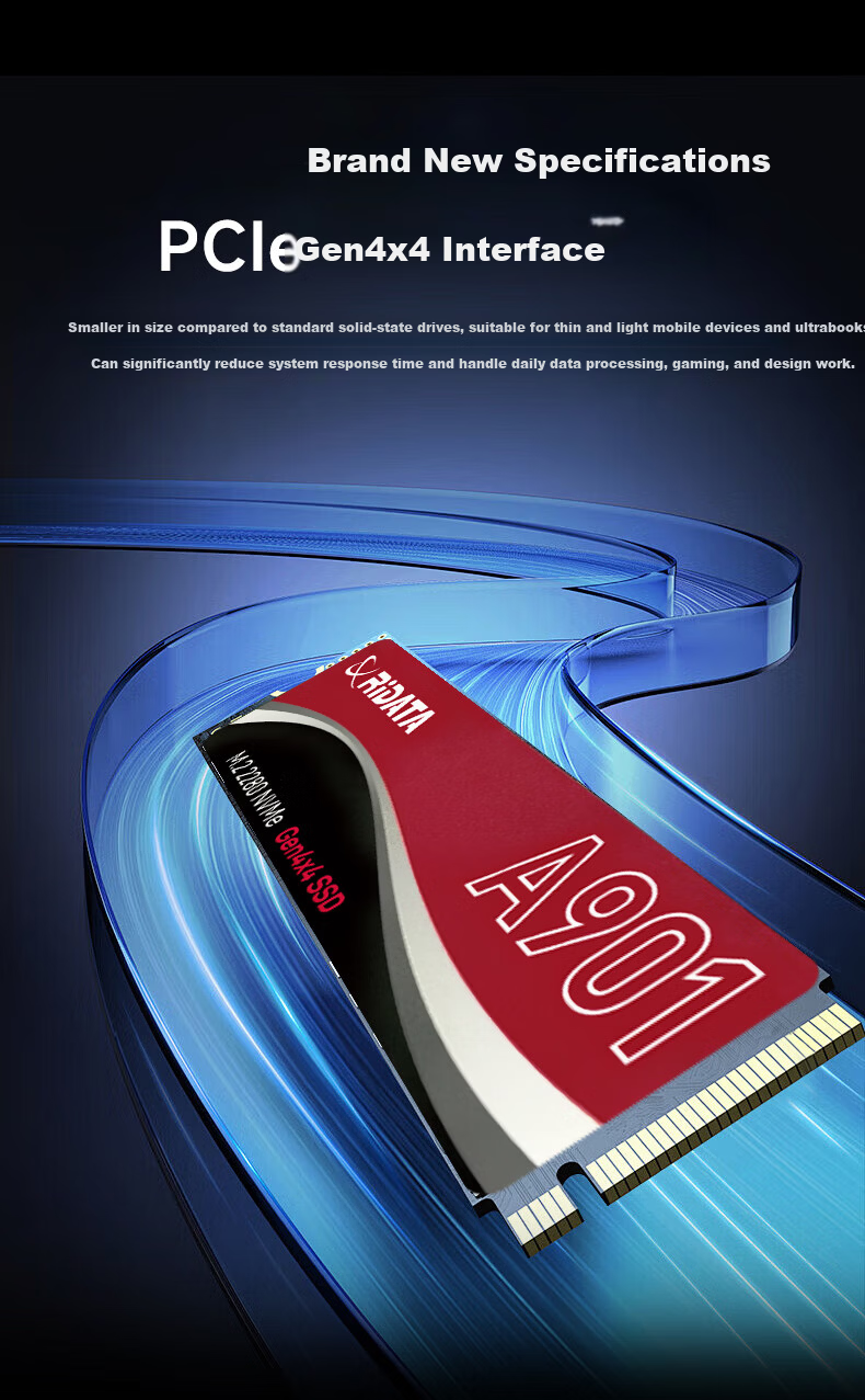 RIDATA 1TB M.2 NVMe PCIe 4.0x4 SSD Solid State Drive 7400MB/s Read Speed Compatible with Laptop Desktop PS5 A901 5
