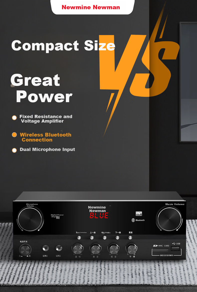 Newmine R-6 Constant Voltage and Constant Resistance Amplifier Public Address Ceiling Speaker Bluetooth Amplifier Black 1