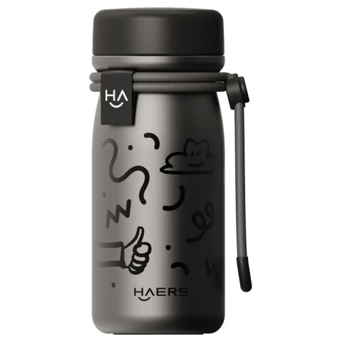 HAERS Insulated Mini Pocket Bottle 316L Stainless Steel Portable Strap 360ML Direct Drinking Water Cup for Kids and Adults