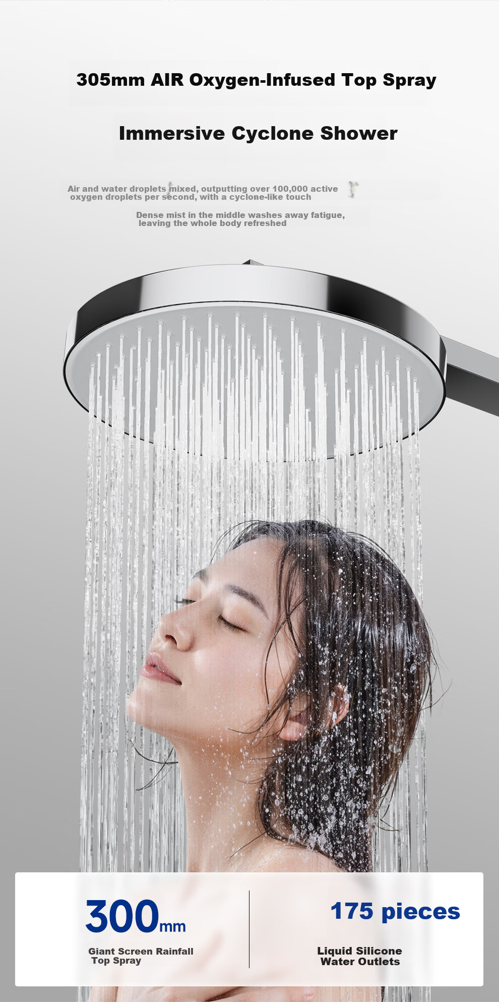 ARROW K530 Shower Set with Large Top Spray, Pressurized Multifunctional Piano Key Digital Display Handheld Shower AE34216MZCP-P 5