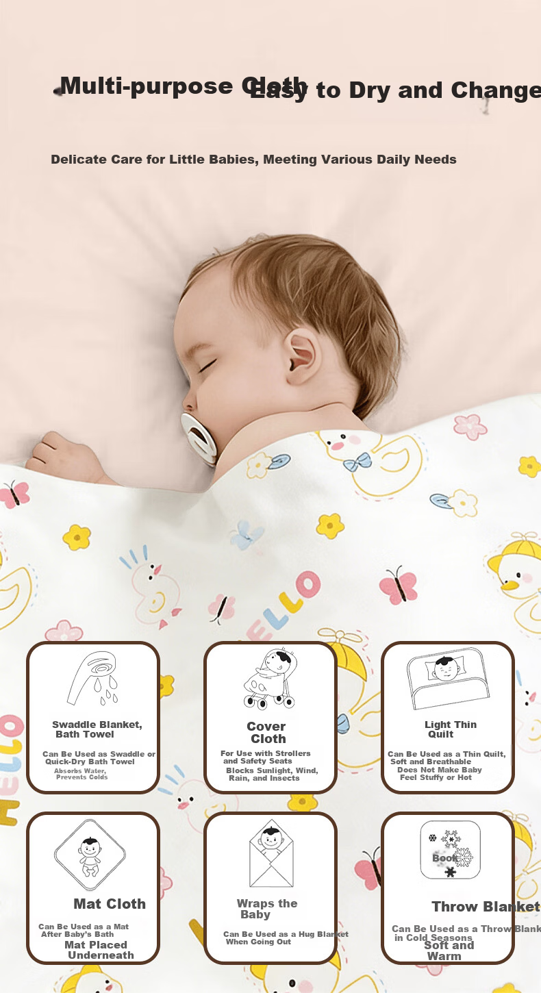 Ipoosi Baby Cotton Swaddle Blanket Wrap Sleep Sack Anti Startle Newborn Essentials 2-Pack 6