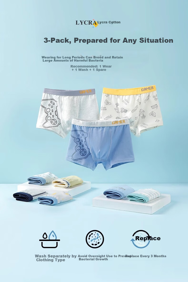 YING BO LUN Boys' Boxer Briefs, Four-Corner Shorts, Underwear, 3 Pieces, 15021 Mixed Colors, Size 180 14