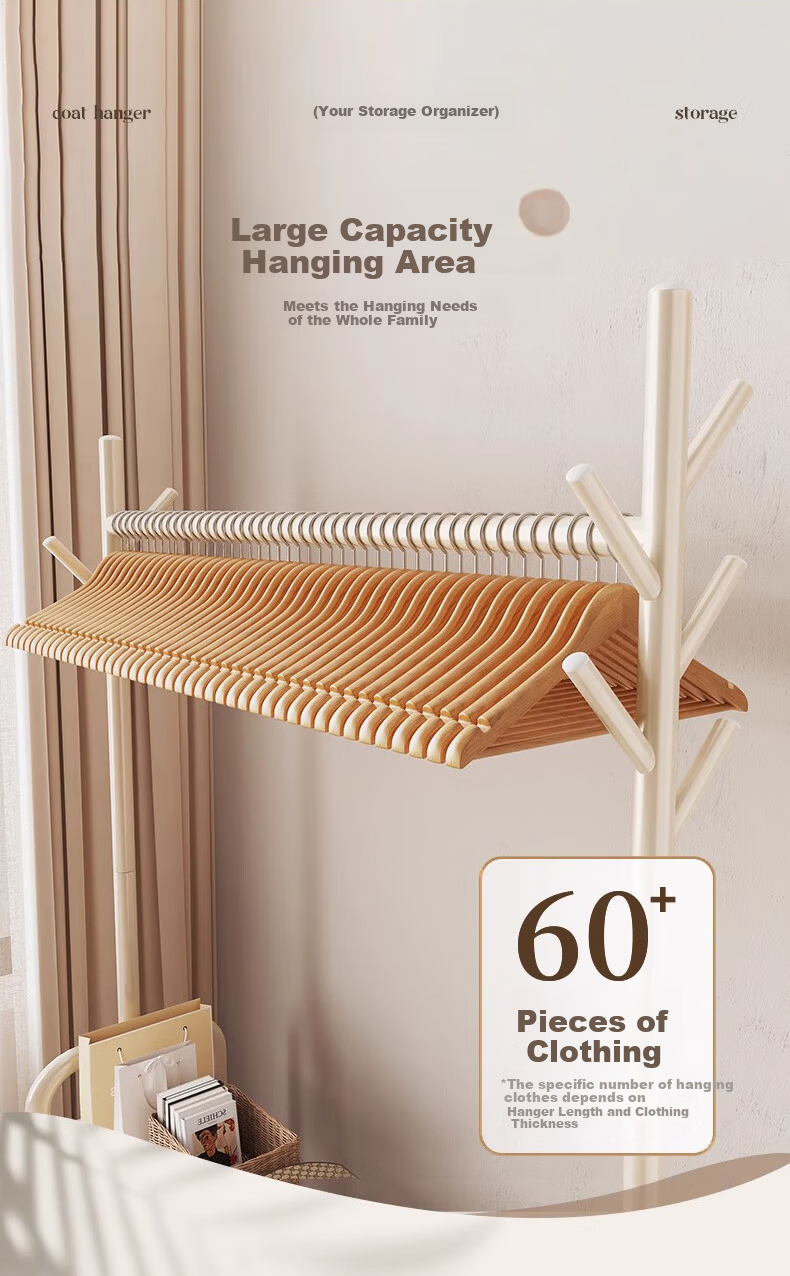 Quanpinwu Floor-Standing Clothes Rack, Bedroom Home Indoor Movable Drying Rack, Storage Hanger, Coat And Hat Stand, Single 150cm 9