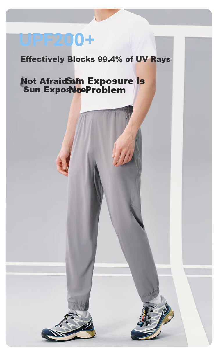 JD Jingzao Quick-Dry Men's Sports Pants Fitness Long Straight Elastic Jogger Sweatpants Rhino Gray L 10