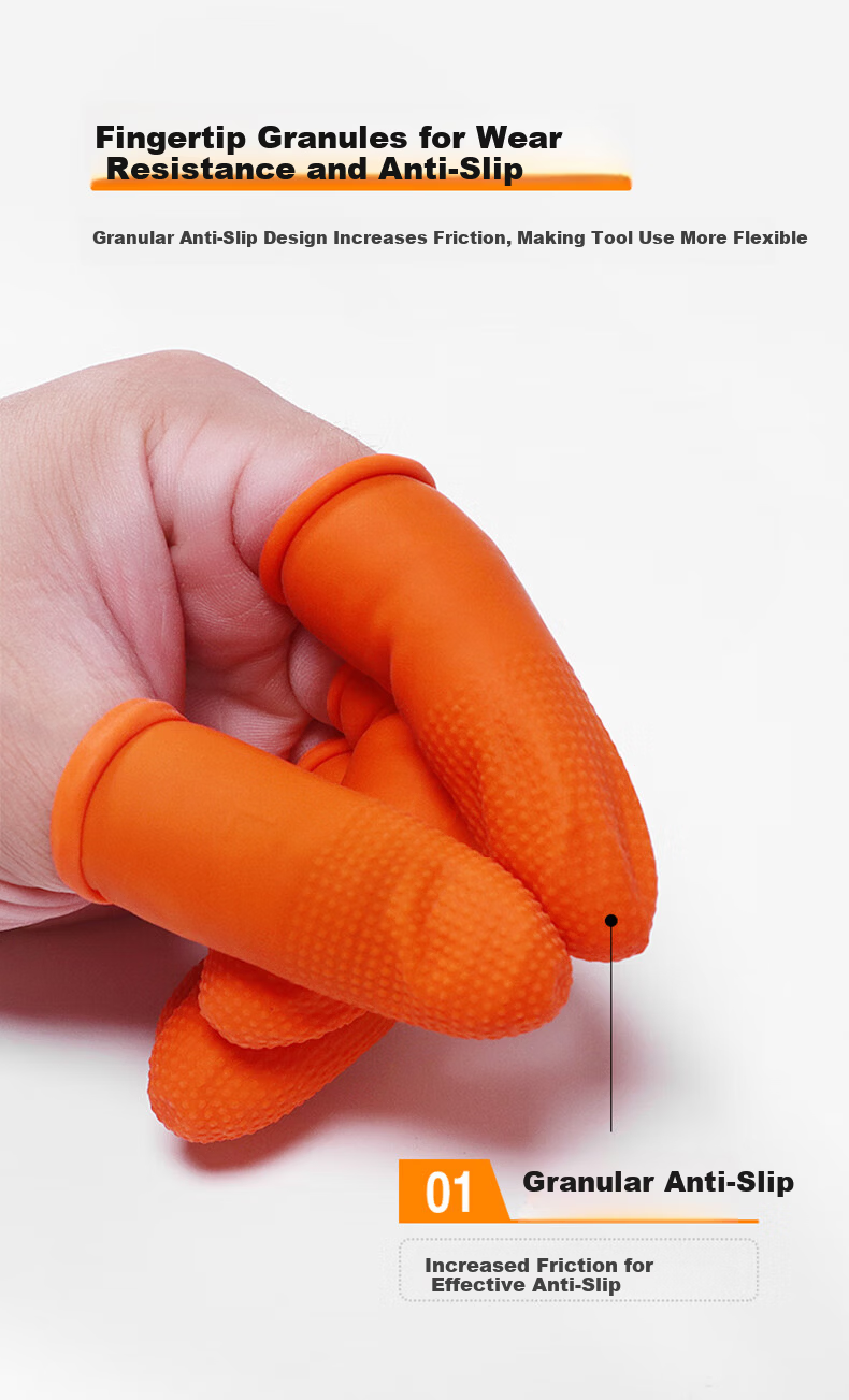 Caiyile Latex Non-Slip Finger Cots Orange S/Small (100 pcs) 08293 6