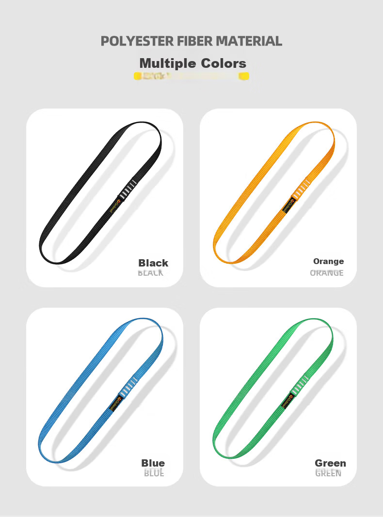 Gorm Climbing Mountaineering Rappelling Equipment Flat Webbing Loop Connecting Rope Safety Belt 22kN Protective Loop Flat Webbing Rope 50cm Black GD1541 5