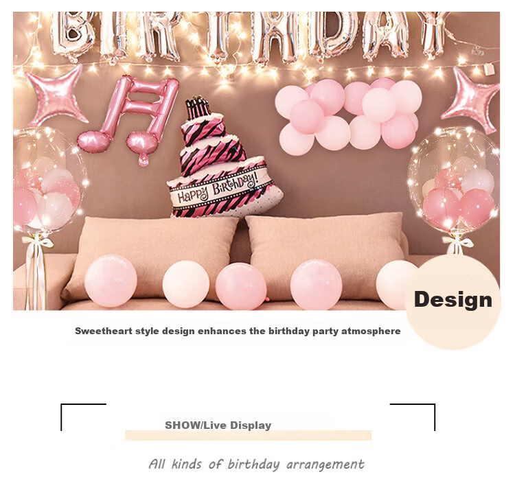 Xinxin Jingyi Birthday Scene Setup Party Decorations Boys Girls Baby First Birthday Balloon Decoration Background Wall 5