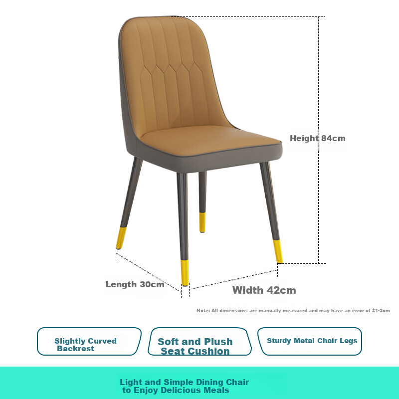 Fanshe Dining Chair with Backrest, Set of 4 Luxury Leather Dining Chairs for Home, Comfortable Long Sitting