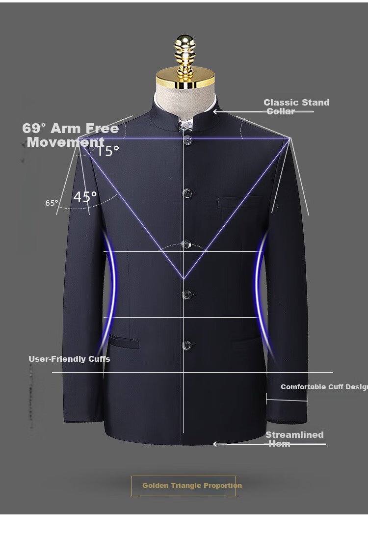 ROMON Zhongshan Suit Men's Wedding Tuxedo Stand Collar Dad Outfit New Chinese Style Groom Engagement Chinese Style Suit 4