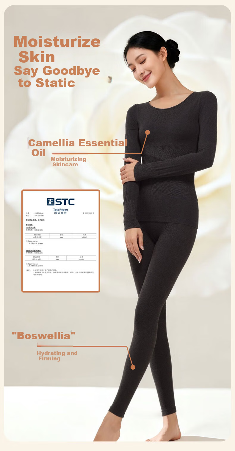 GRACEWELL Women's Thermal Underwear Set Slim Fit Stretch Cashmere Base Layer Autumn Winter Body Shaping 5
