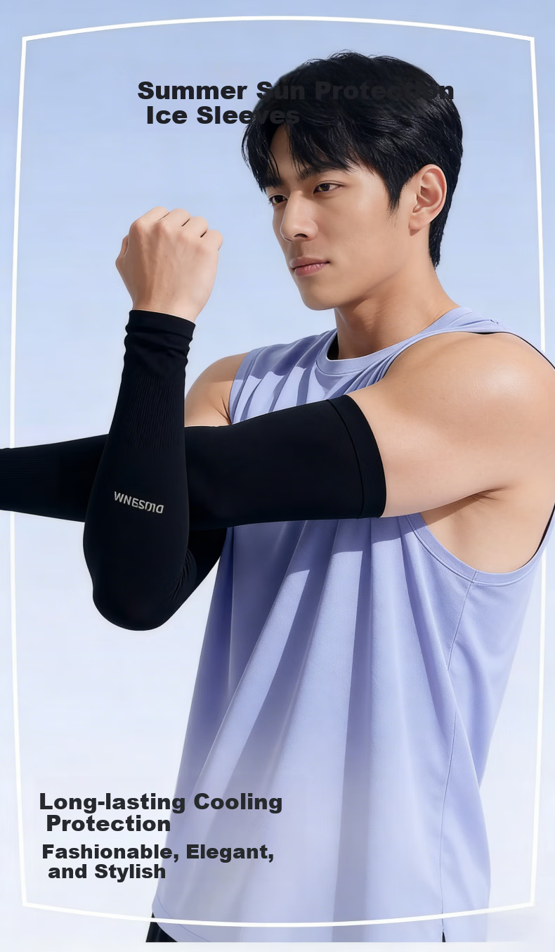 Nanjiren Three-Pack Ice Silk Cooling Arm Sleeves for Men And Women, Sun Protection Cycling Sports Arm Guards And Sun Protection Gloves 1