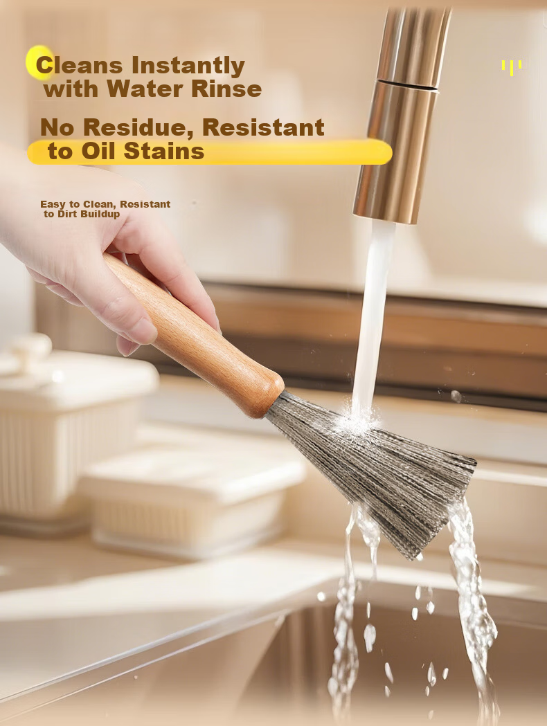 KUMBAZZ Stainless Steel Pot Brush Long Handle Kitchen Scrubber Extended Food-Grade Steel Wire Dish Brush Approximately 32cm 6