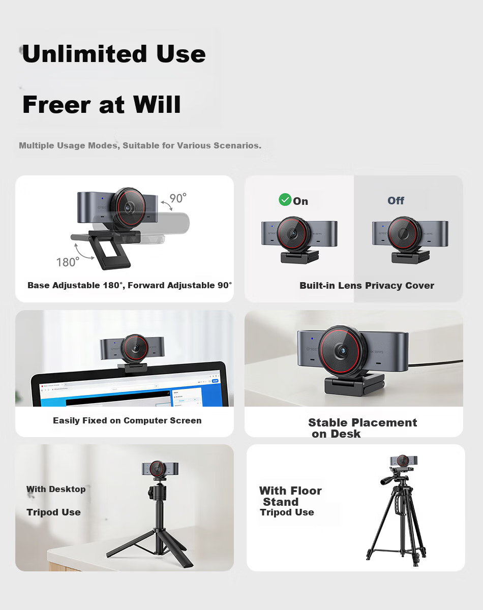 EMEET C960 Ultra 4K HD Beauty Webcam with USB, Desktop Stand for Video Conferencing and Online Classes 15