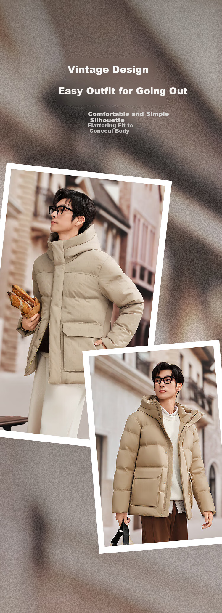 BOSIDENG Men's Off-Season 90% Down Thickened Hooded Loose Short Casual Warm Jacket 6