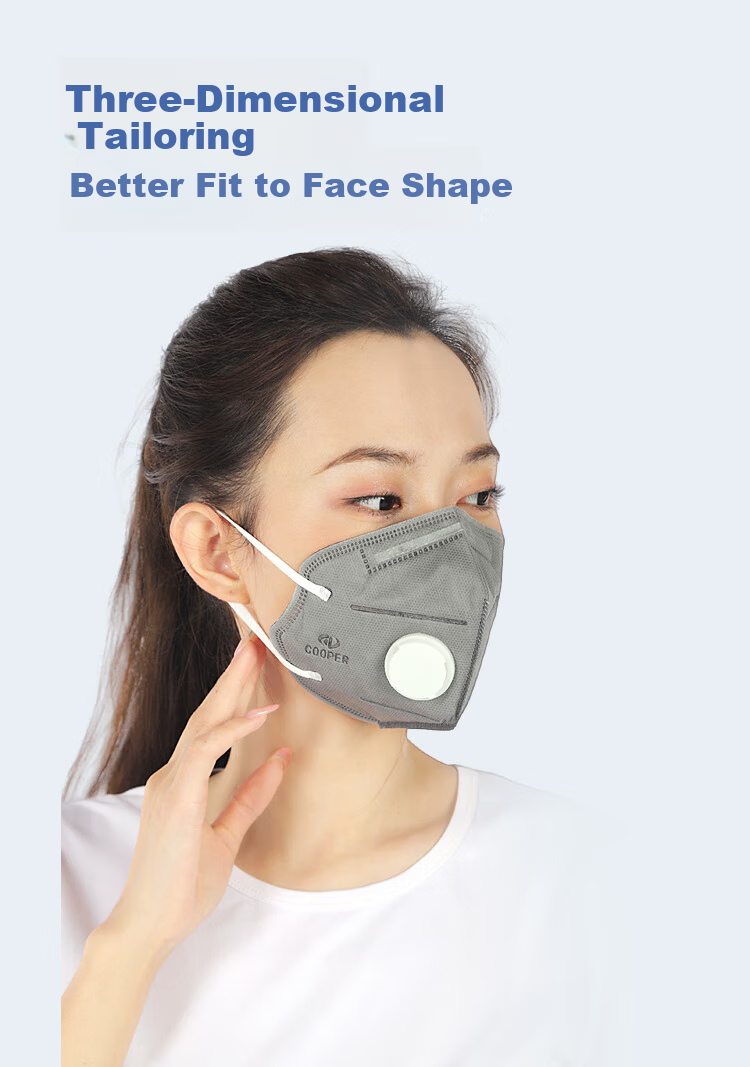 Cooper KP95 Oil-Resistant Mask 10pcs/Box Individually Sealed LA Certified Ear-Hook Activated Carbon Mask with Breathing Valve Oil-Resistant Particle Dust Smog Formaldehyde Odor Protection 6