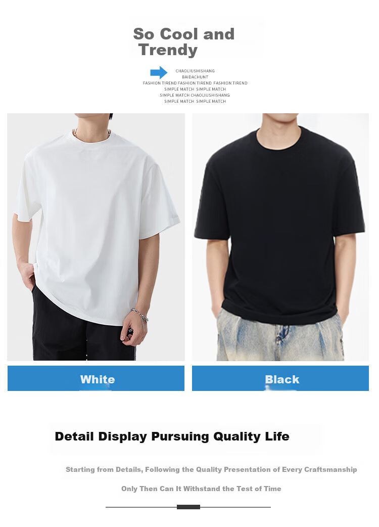Langsha Men's Short Sleeve Summer Pure Cotton T-Shirt Simple Casual Solid Color Half Sleeve Top for Students 3