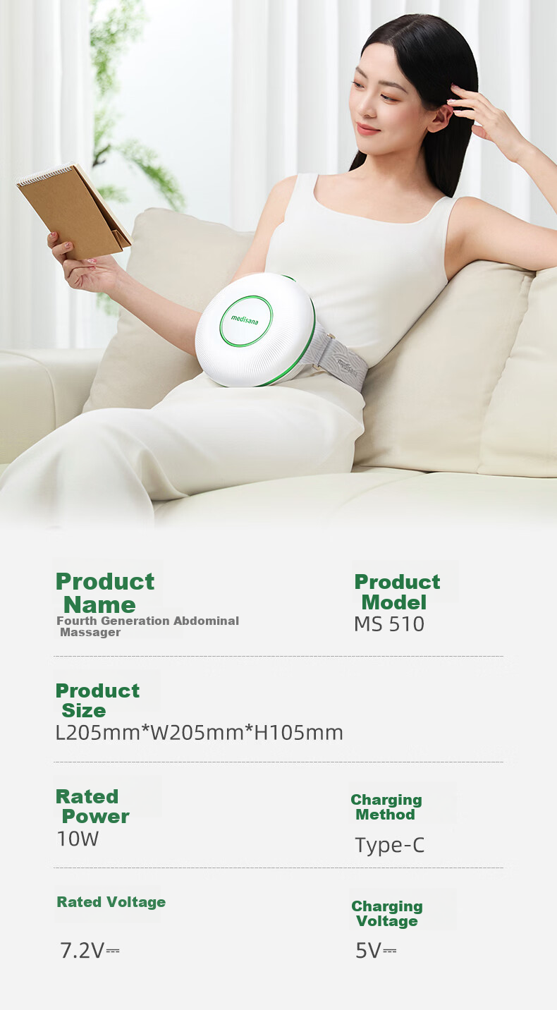 MEDISANA German Abdominal Massager Promotes Intestinal Peristalsis Stomach Massager Warm Uterus Waist Belt Heat Therapy Fully Automatic Massager Practical Gift for Women 31