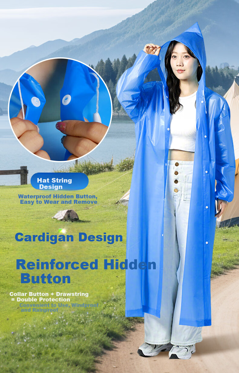 Lelandi Electric Bicycle Raincoat, One-Piece Thickened Extended Heavy Rain Protection Cycling Poncho with Double Brim, Blue L1185 5