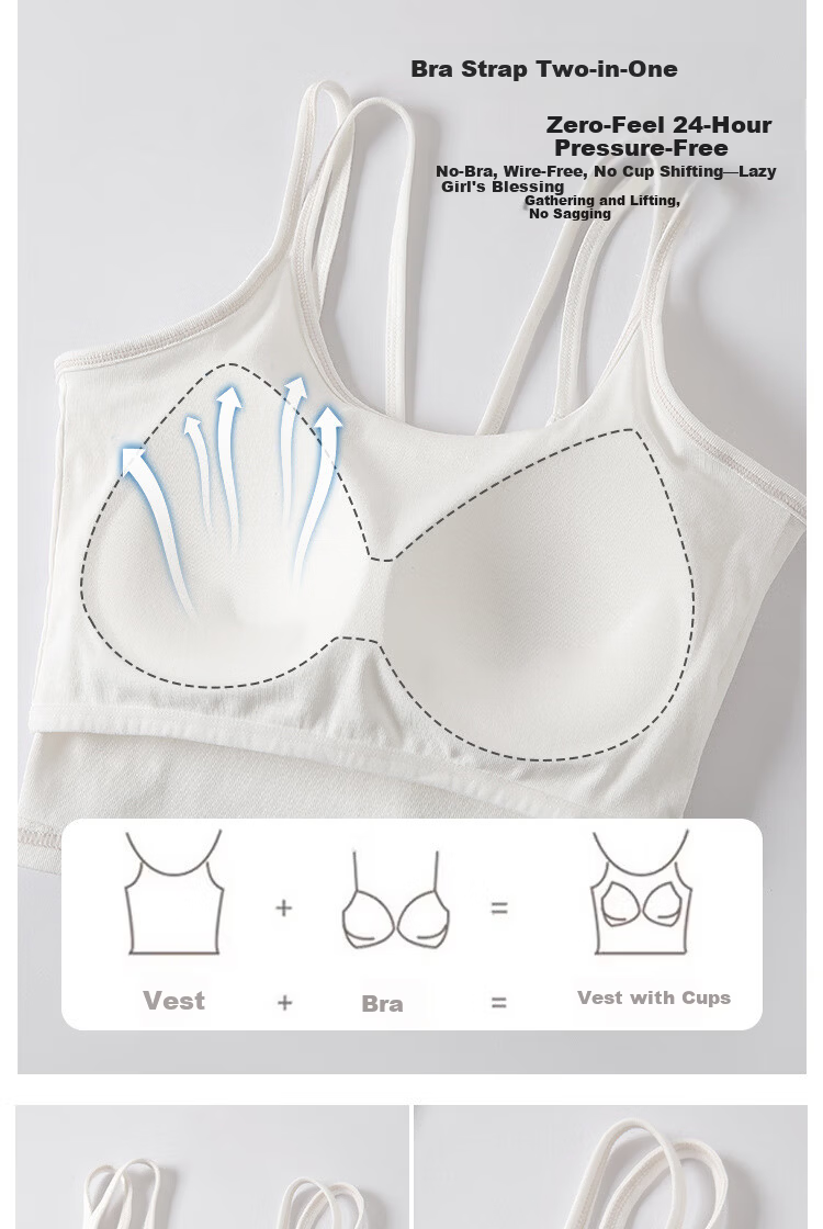 Langsha White Camisole Vest for Women 2026 New Slim Fit Outerwear with Chest Pad, Beautiful Back Cotton Yoga Base Shirt 10