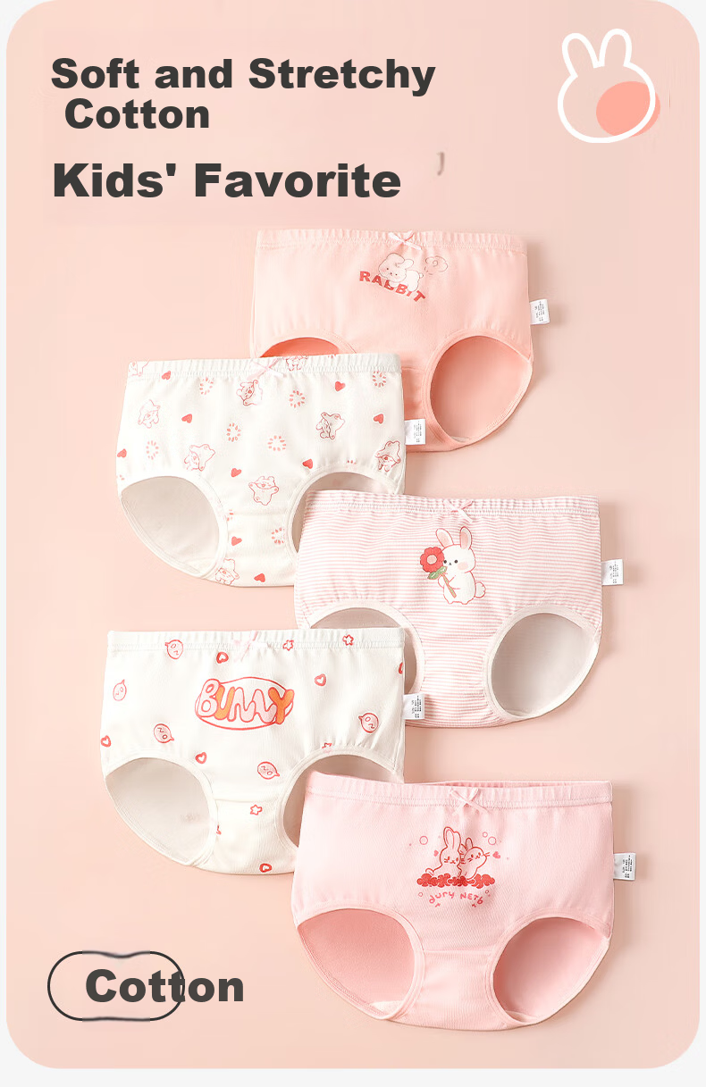 Langsha Girls' Cotton Triangle Underwear Children's Toddler Baby Girls' Briefs A-Class Non-Chafing 1