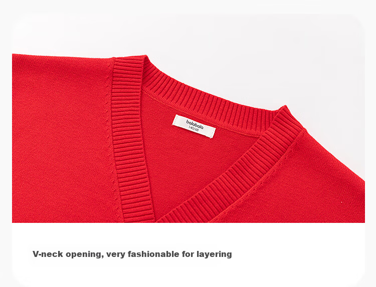 Balabala Kids Sweater Boys Girls V-Neck Knitted Cardigan Horse Patch Red New Year Outfit 8