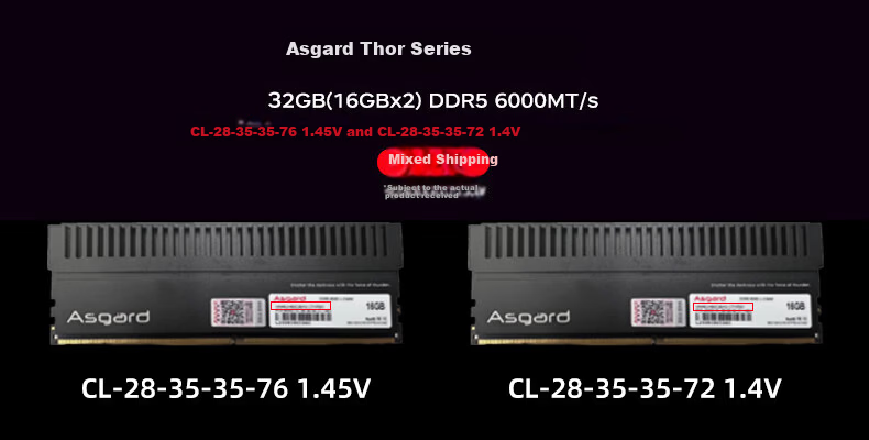 Asgard 16GB (8GBx2) DDR5 6000 Desktop Memory Hela Heatsink Hynix A-die CL28 Midnight Black AI PC Upgrade 1