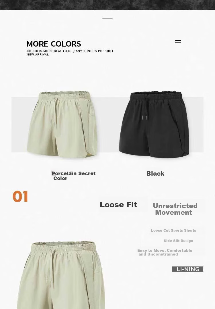 LI-NING Women's Fitness Series Fashion Comfortable Simple Loose Casual Sports Shorts 3