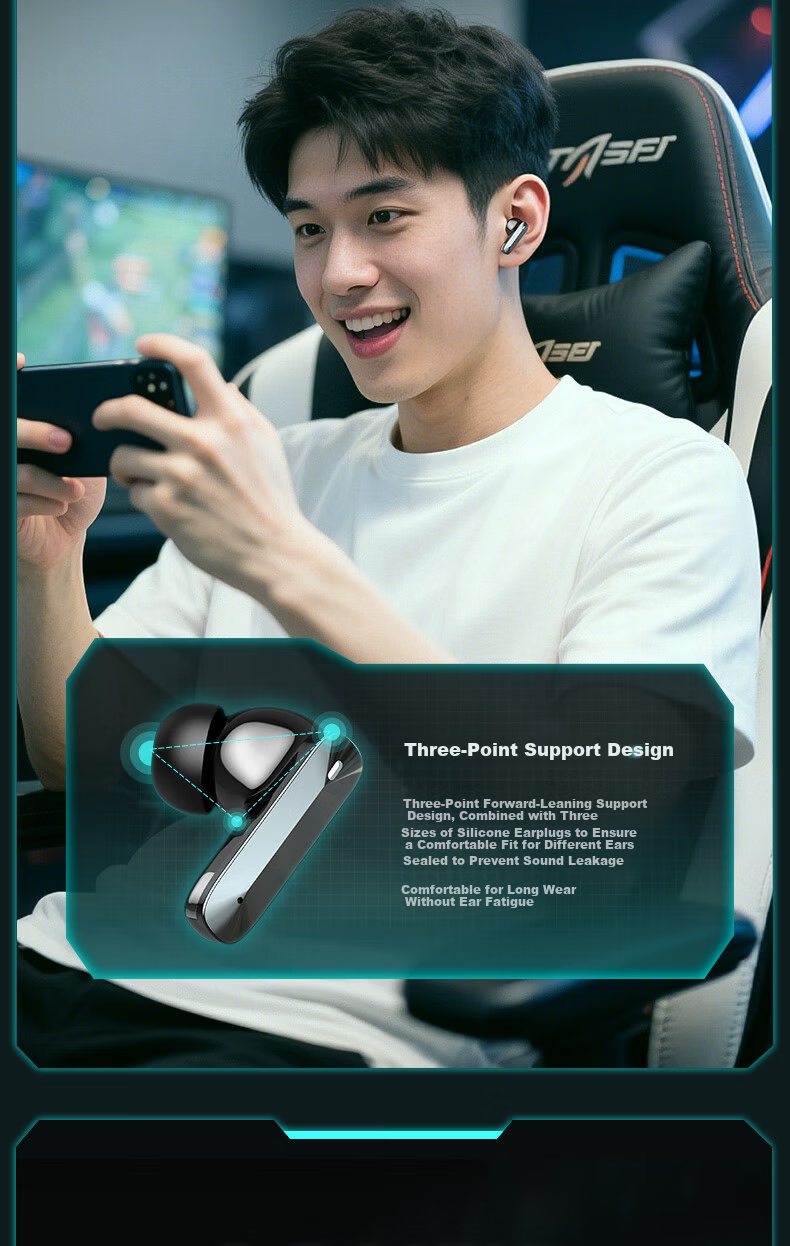 Chengao [ANC Noise Cancelling] Wireless Bluetooth Earbuds 2025 New In-Ear Dual Ear High-Definition Sound Quality Gaming Earphones for PUBG Positional Audio Long Battery Life Universal for Mobile T30 9