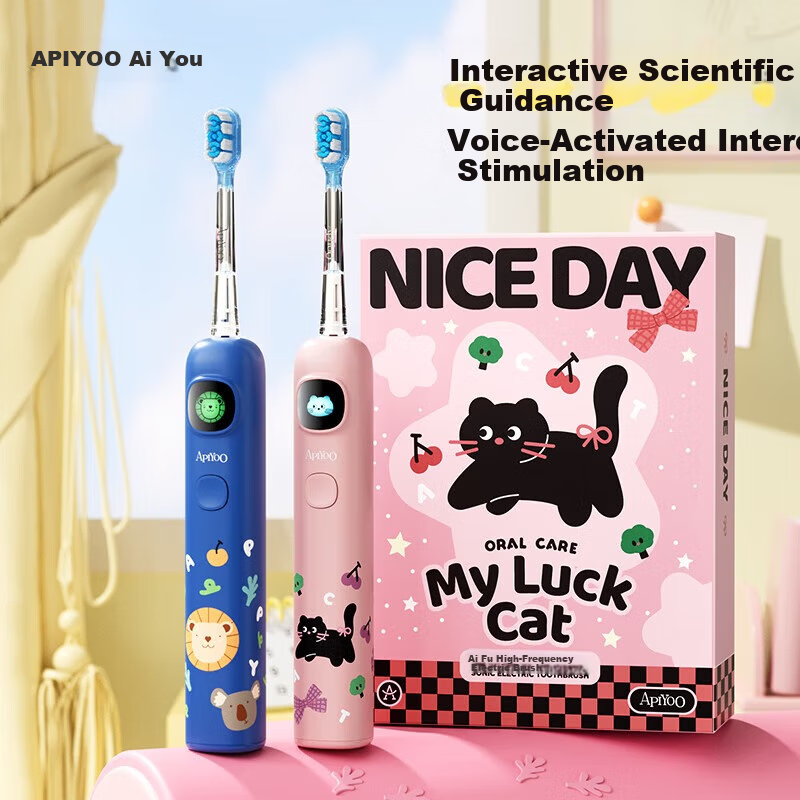 ApiYoo A9pro Upgraded Kids Electric Toothbrush Smart Real-Time Voice Reminder Soft Bristles Gum Care for Children Ages 3-6-15 Boys and Girls Children's Festival Birthday Gift