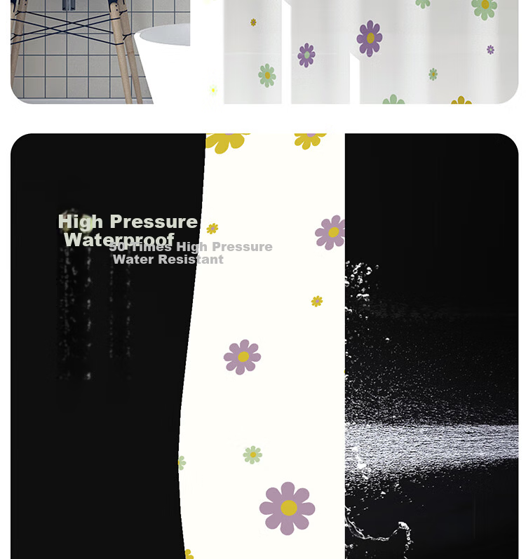 Gongxun Bathroom Shower Curtain, Toilet Partition Curtain, Waterproof, No Drilling Required, Thickened PEVA, 150*180 6