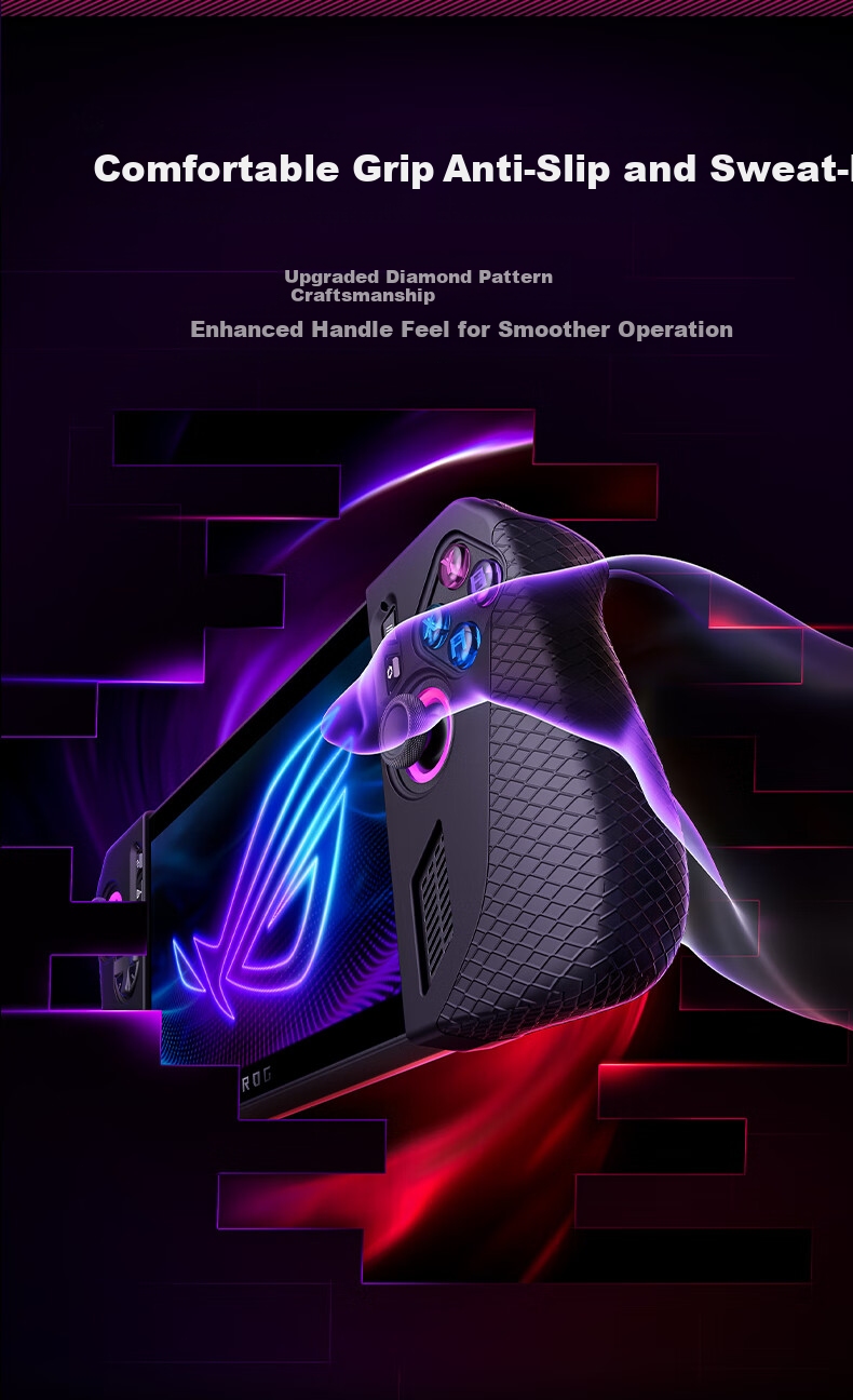 JSAUX Protective Case for ROG Ally X Grip Cover Accessories ASUS ROG Handheld Anti-Slip Black 3