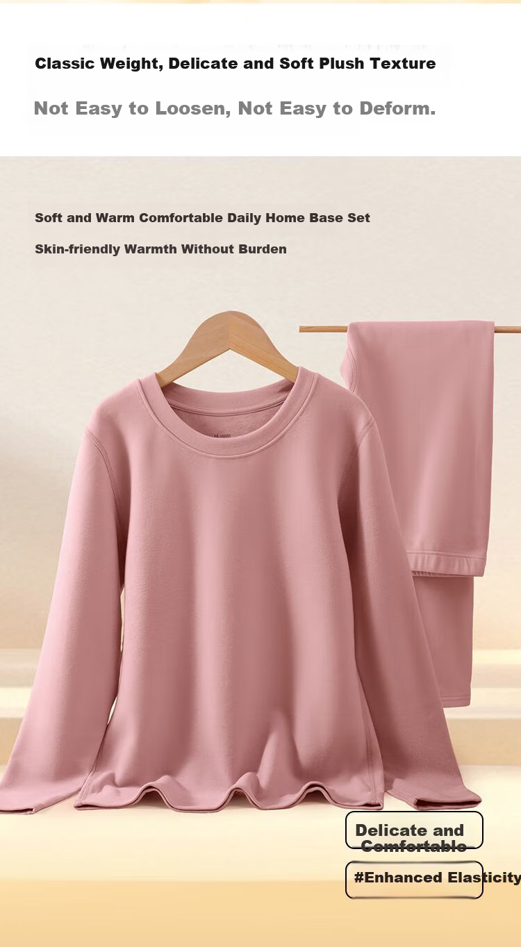 GUJIN Double-Sided Fleece Lined Mink Cashmere and Lyocell Thermal Underwear Set for Women Thickened Autumn Winter Heat Retaining Base Layer Top and Bottom 9
