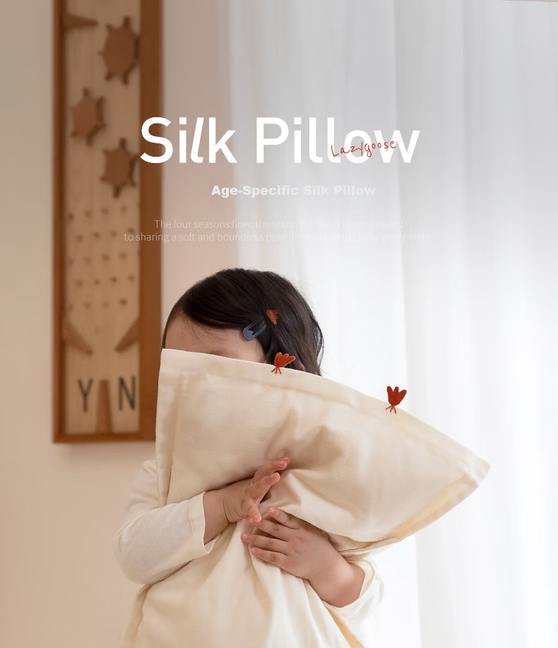 LAZY GOOSE Australian Cotton and Silk Pillow for Babies Over 6 Months, Infant Pillow Core for Ages 1-3-6, All-Season Baby Pillow 1