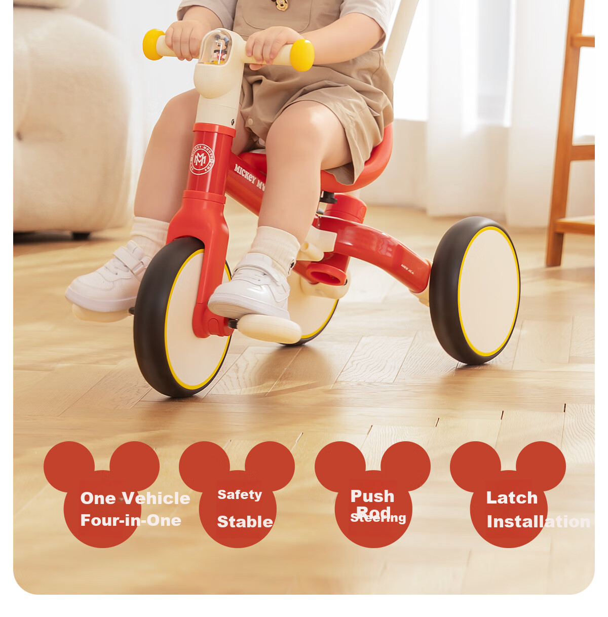 DISNEY Kids Tricycle Balance Bike 1-3-6 Years Toddler Pedal Bicycle Baby Birthday Gift Walker Push Bike 5