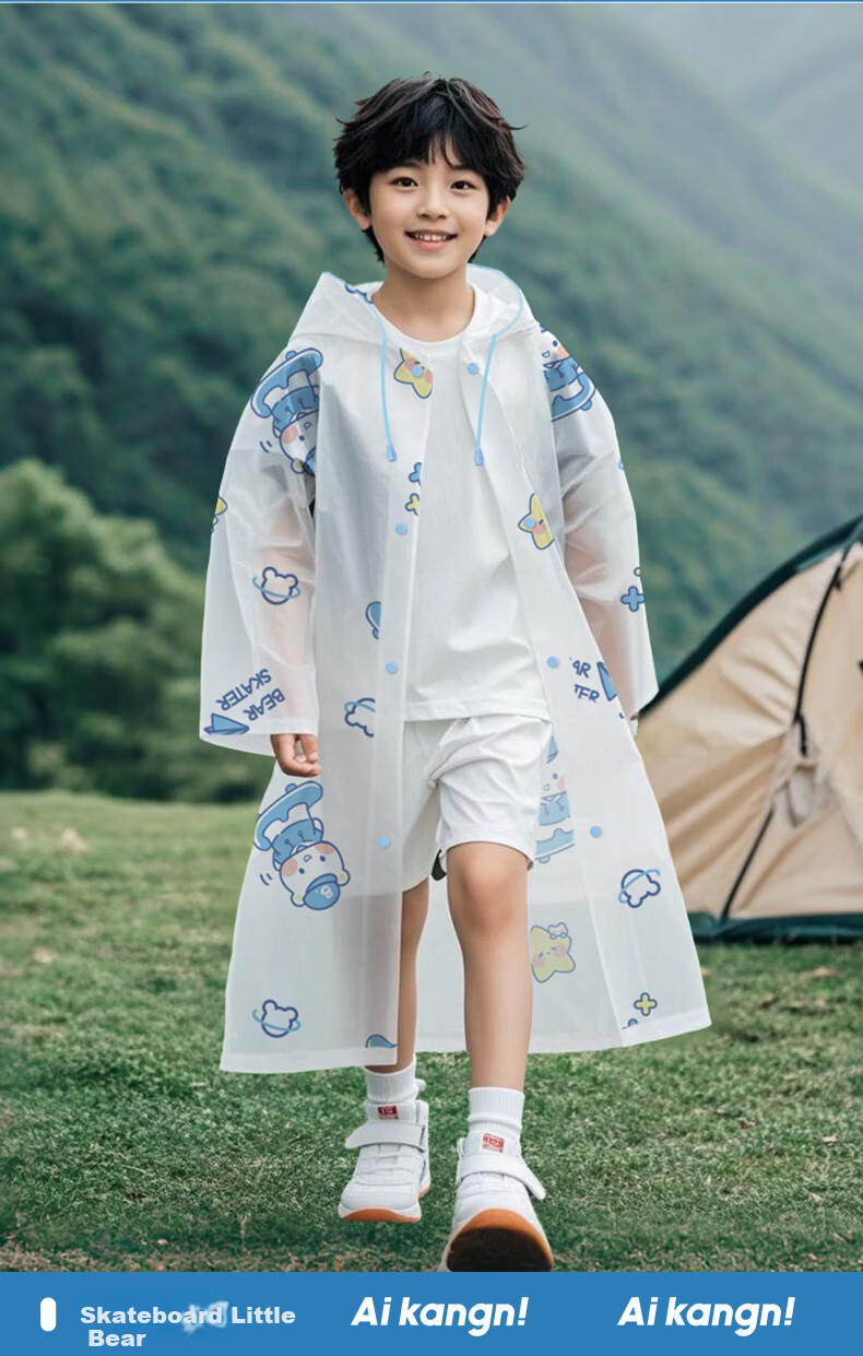 AIKANGNI Children's Raincoat for Ages 6-12, Disposable Thickened Heavy-Duty Waterproof Student Full-Body Protection Portable Stylish Bubble Rabbit Desig 16