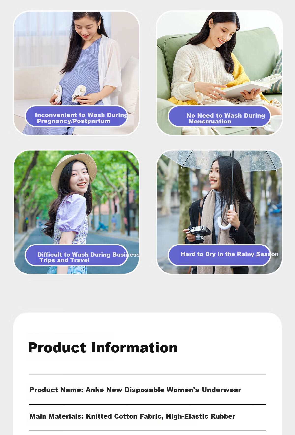 Ankexin Disposable 5A Antibacterial Underwear Wash-Free Maternity Postpartum Menstrual Travel XL Size 5 Pieces Pack * 2 Boxes 14