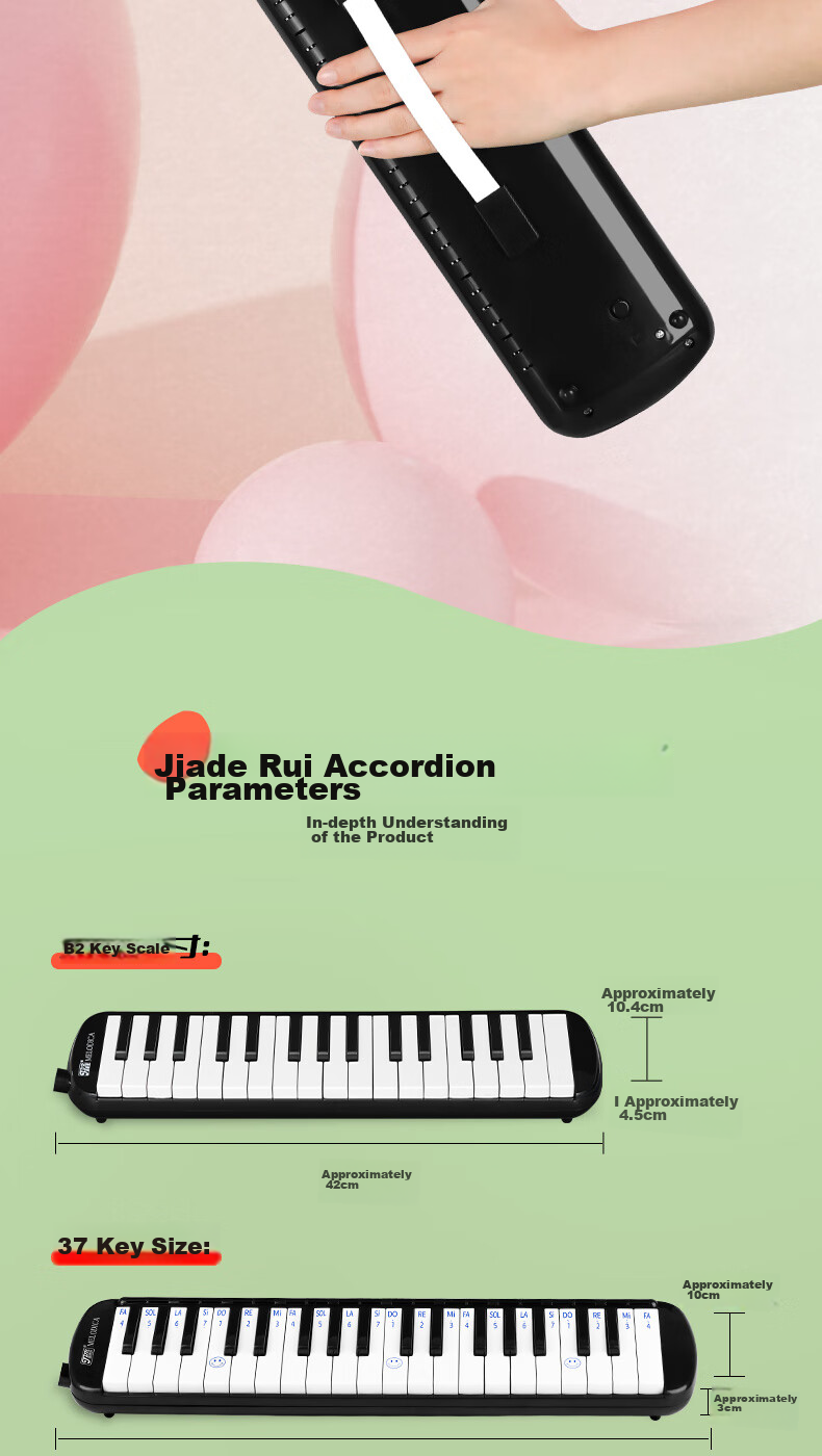 JDR Melodica 37-Key Leather Case for Students, Children, Beginners And Adults, Performance And Classroom Teaching, Black 10