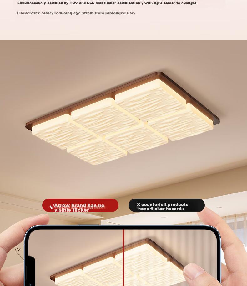 ARROW Walnut Color Ceiling Light with Original Philips Light Source, Vintage Wood Style, Whole House Smart Package 13