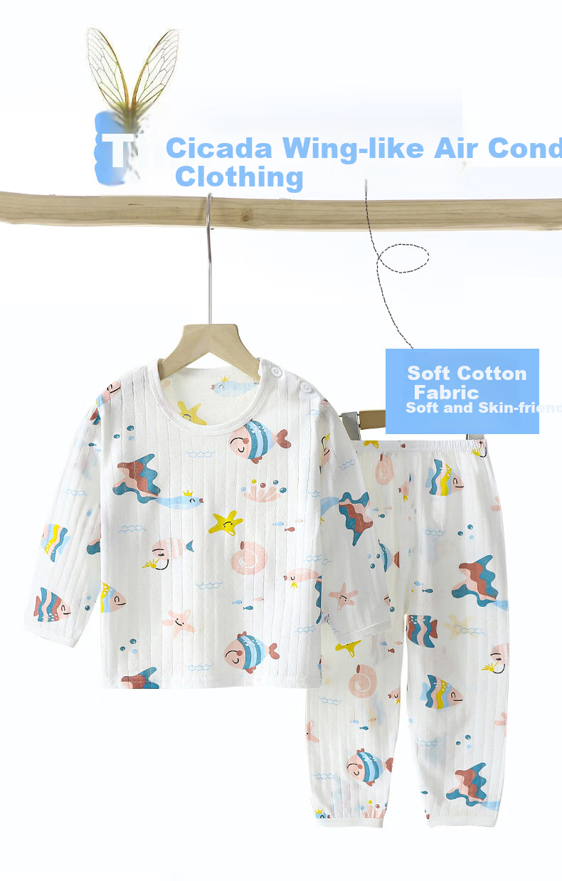 Yuzhaolin Kids Cotton Pajamas Boys Girls 3/4 Sleeve Air Conditioning Thin Sleepwear Cool Puppy 110 1