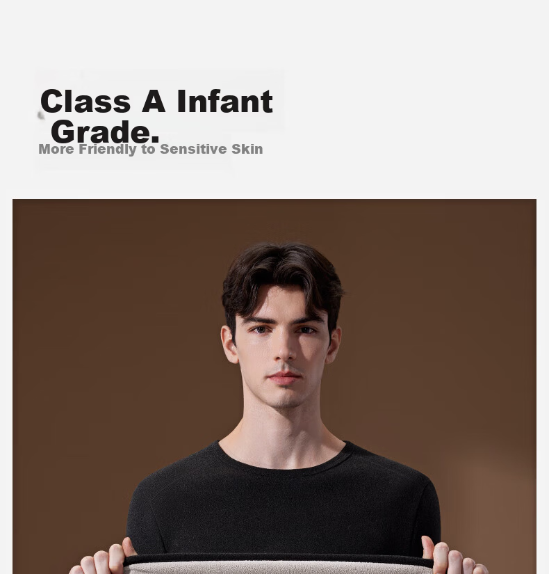 Modal Class A Seamless Brushed 10A Antibacterial Mite-Resistant Thermal Men's Fleece-Lined Thermal Underwear Set Autumn Shirt and Pants for Men 16