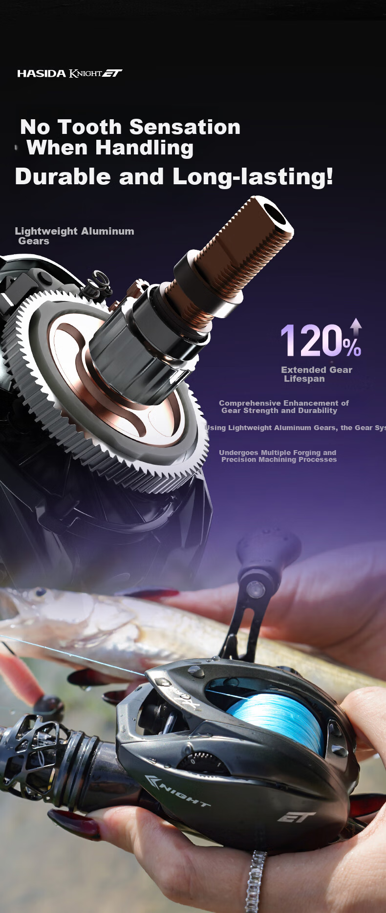 HISTAR Knight Elite Long-Distance Casting Aluminum-Magnesium Alloy Domestic Metal Ultra-Light Universal Lure Baitcasting Reel 9