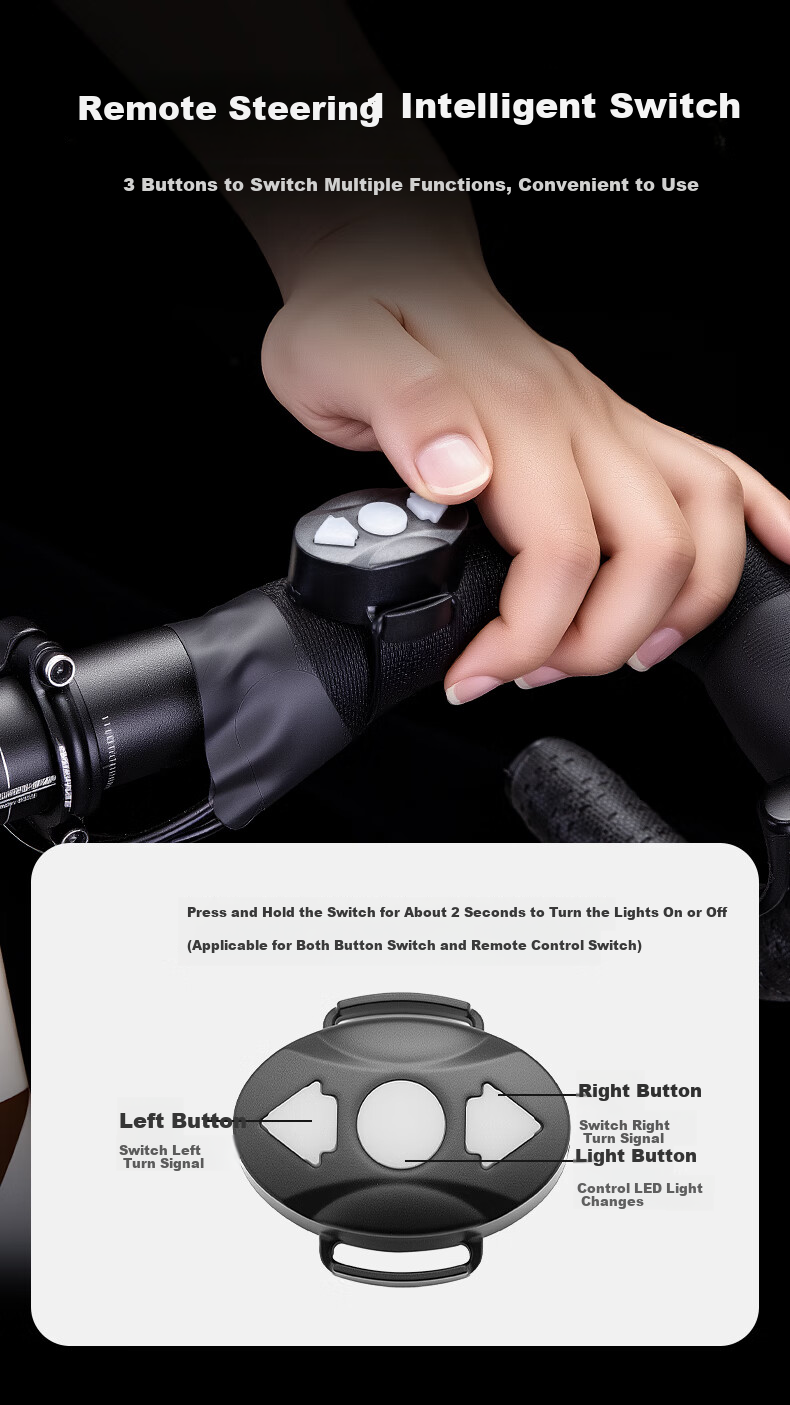 Captain Tas Waterproof Rechargeable Bicycle Tail Light RGB Mountain Road Night Riding High Brightness Brake Sensor Warning Light 5