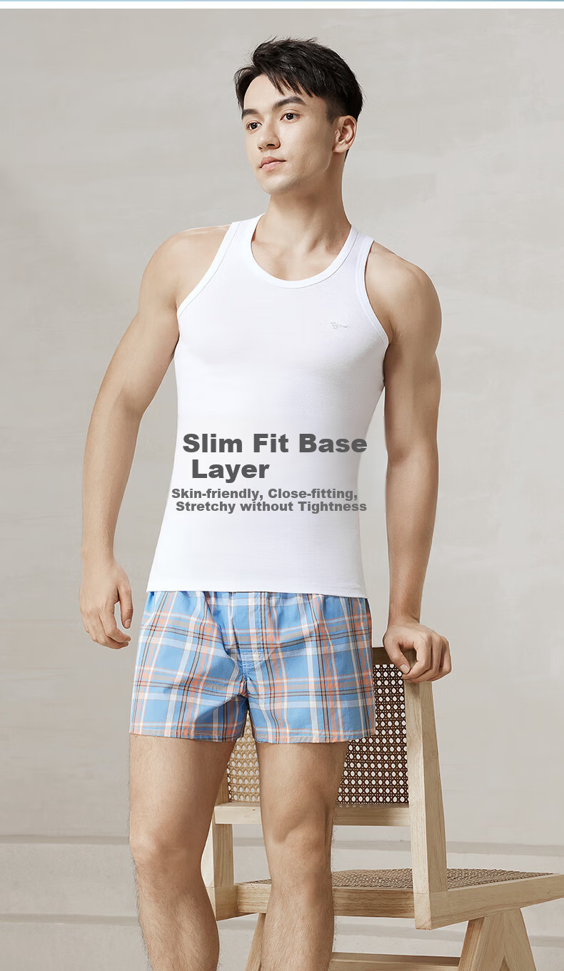 SEPTWOLVES Men's Tank Top, Pure Cotton, High Elasticity, Hurdle Vest, Sweat-Absorbing, Breathable, Sports Undershirt Vest 9