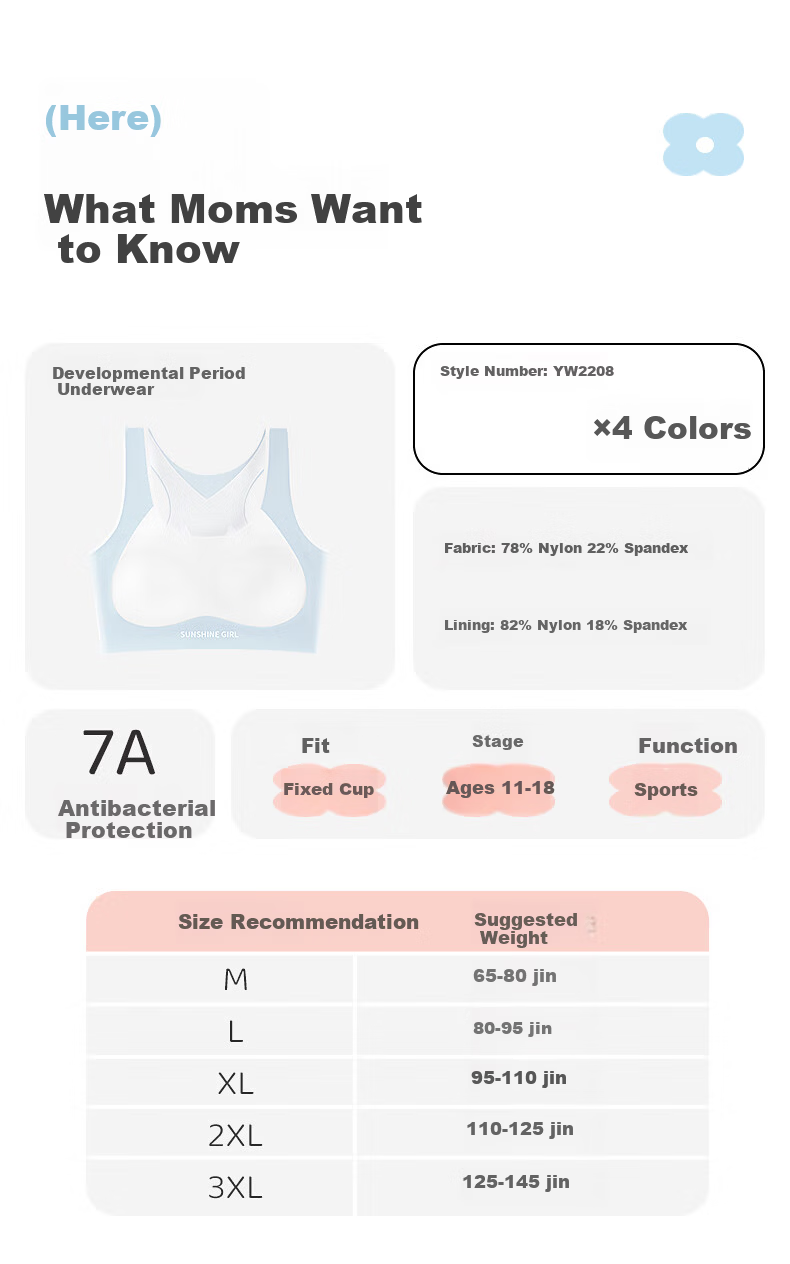 Meishianxuan Girls' Bra for Middle And High School Students, Puberty Girls' Underwear, Children's Sports Vest to Make Large Breasts Appear Smaller 6
